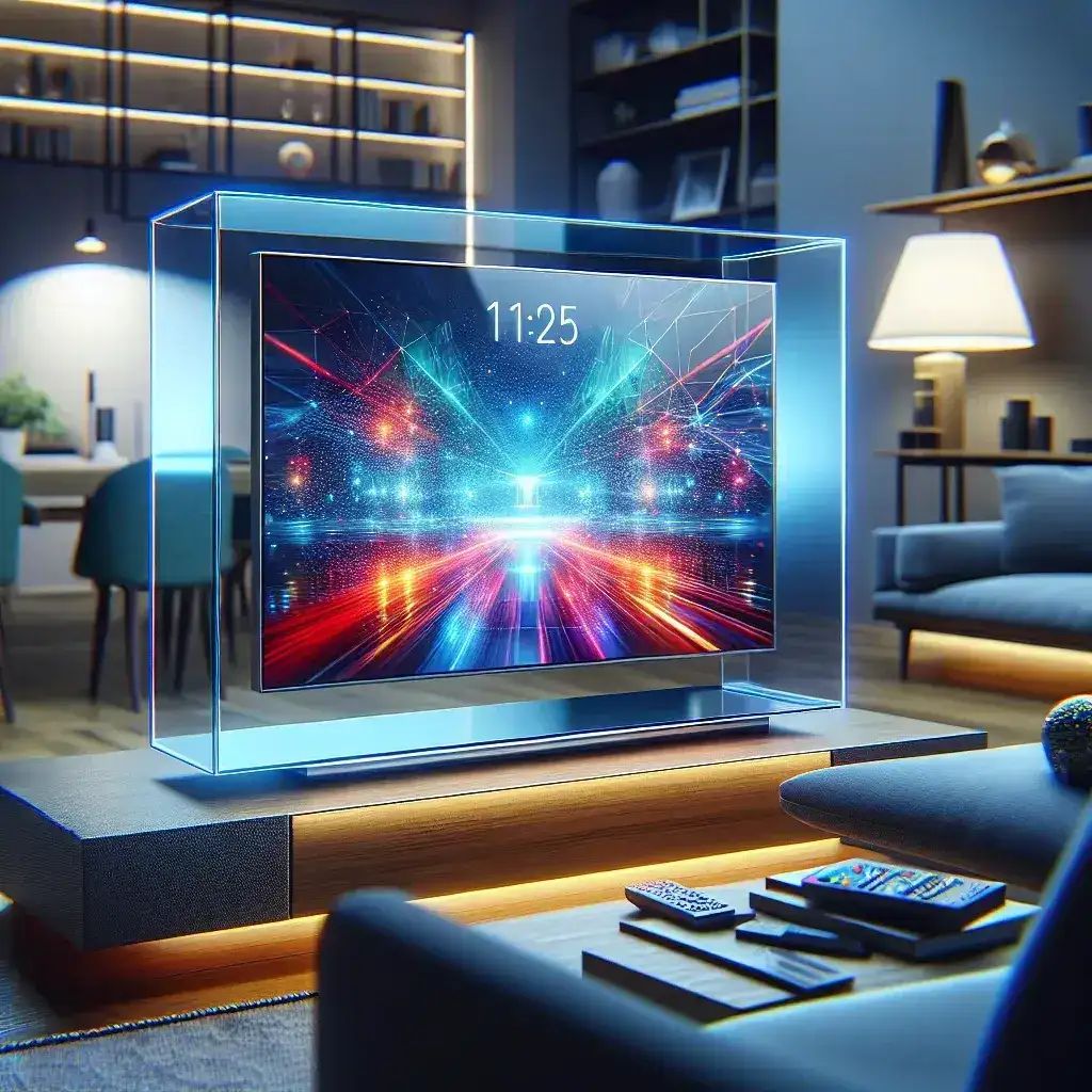 "Samsung's innovative transparent Micro-LED TV design showcased in concept image, highlighting cutting-edge technology set for a 2025 launch."
