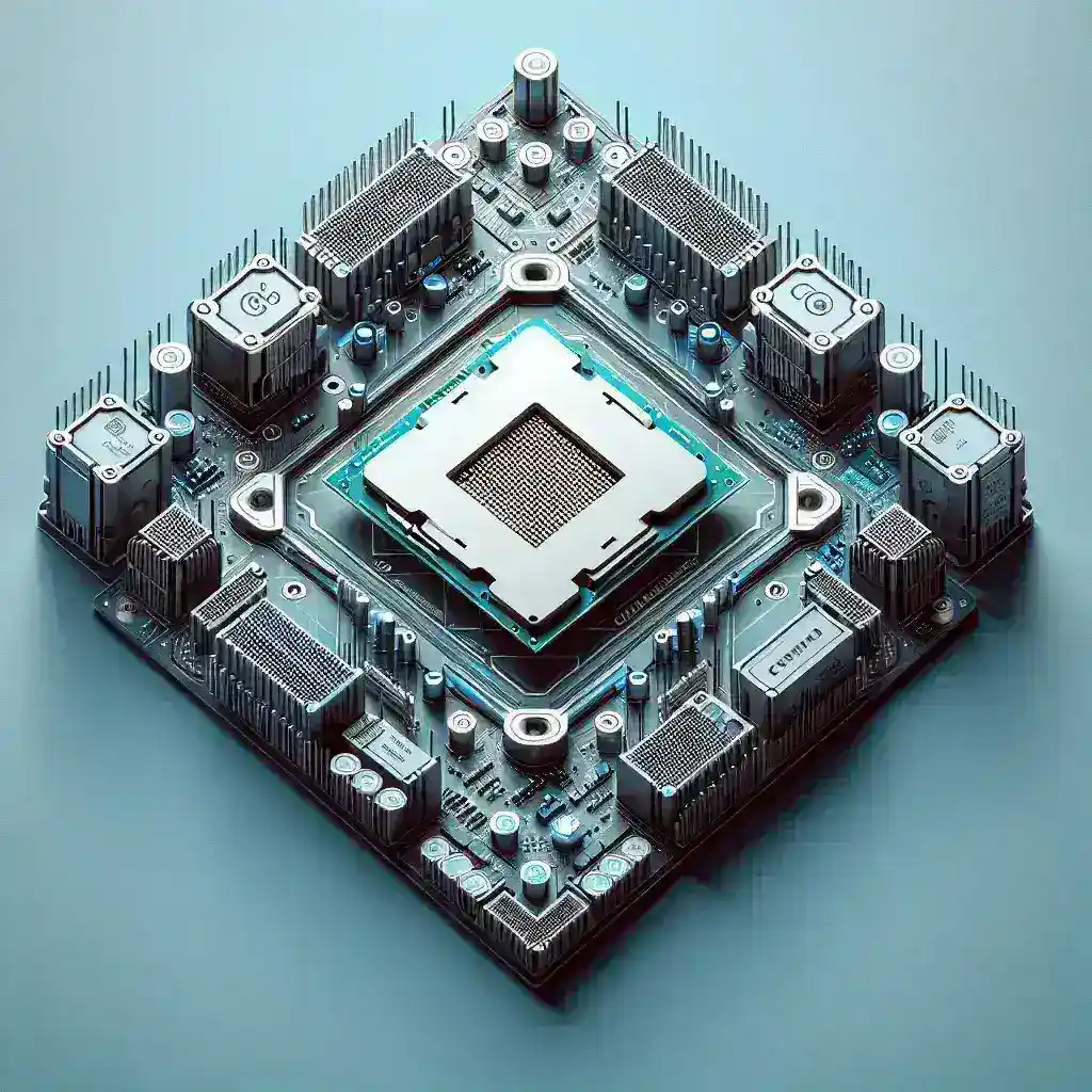 "Modular motherboard showcasing interchangeable CPU slots and upgradeable components, illustrating advancements in technology for seamless CPU generation updates in modern computing."